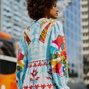 FARM Rio Tye Dye Rainbow Patchwork Maxi Dress
